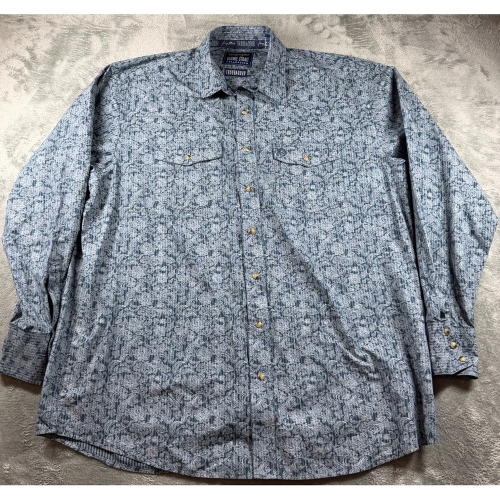 Wrangler George Strait Shirt 2XL Troubadour Paisley Western Snap
